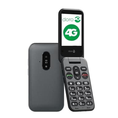 Doro - Leva E20 4G Flip Phone for Seniors - 2,8" groot display, contrasterende toetsen, luid en helder geluid, HD-stem, camera, ondersteuningsknop - Zwart