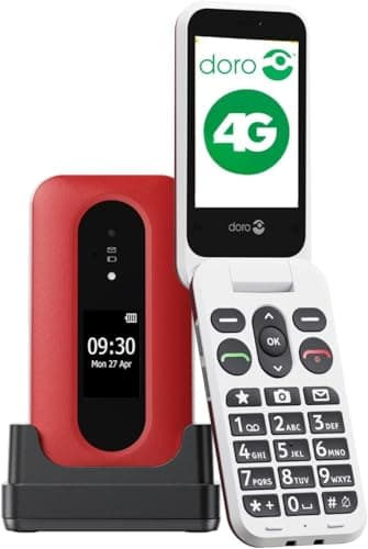 Doro - Leva L30 - Senior Mobiele Telefoon - Ontgrendelde 4G Flip Telefoon - Extern Display - HD Sound - Camera -Hulptoets met GPS - Oplader Standaard inbegrepen - Rood/Wit
