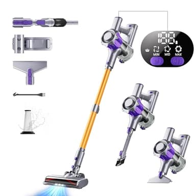 Draadloze stofzuiger, 40 kPa, krachtige zuigkracht, snoerloze stofzuiger, 450 W, motor, tot 50 minuten runtime, Upright Handheld Stick Vacuum met Smart Display, anti-klitborstel, ideaal voor tapijten