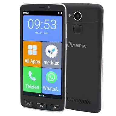 Olympia NEO+ Senioren mobiele telefoon met groot scherm en noodoproepknop, extra eenvoudige bediening, voor senioren, met WhatsApp, Android 15, 4G LTE, senioren