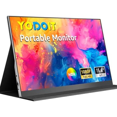 Yodoit Draagbaar scherm, 15,6 inch, 1920 × 1080 FHD, draagbaar IPS-display, HDMI, USB type C, oogbescherming, draagbaar display met geïntegreerde luidsprekers, voor pc/laptop/MacBook/Xbox/PS4 5/Switch