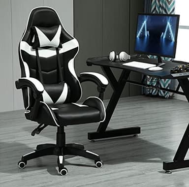 mcc direct Ergonomische bureaustoel, draaibaar, gamingstoel (wit)