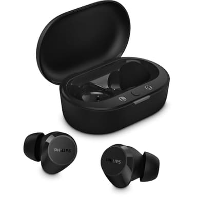 PHILIPS TAT1209BK Draadloze Bluetooth in-ear hoofdtelefoon - kleine knoppen, uitstekende prijs-kwaliteitverhouding, natuurlijk geluid met dynamische bas, heldere oproepen en oplaadhoes in zak