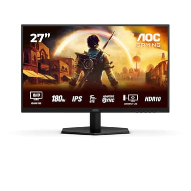 AOC Gaming Q27G42XE - 27 inch Quad HD-monitor, 180 Hz, 1 ms, FreeSync Prem., Comp. G-Sync, HDR10 (2560 x 1440, 2 x HDMI 2.0, 1 x DisplayPort 1.4) zwart