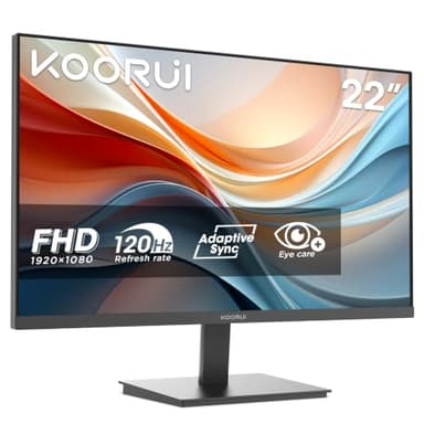 KOORUI E2212F PC-monitor, 22 inch, FHD 1920 x 1080, 100 Hz, monitor, adaptieve synchronisatie HDMI 1.4, Eye Care, kantelbaar van -5° tot 15°, VESA 100 x 100 mm
