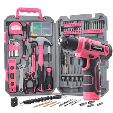 Hi-Spec Accuboormachine, 8 V, USB, led, met gereedschapsset, roze