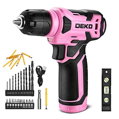 Accuschroefboormachine: DEKOPRO accuschroevendraaier, 8 V elektrische boormachine met accessoires, 42 stuks, 10 mm, led-lichtboorhouder