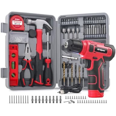 Hi-Spec Accuboormachine, 8 V, USB, 10 Nm, met koffer, rood