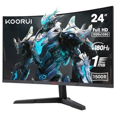 Koorui Curved gaming pc-monitor, 24 inch, VA-paneel, FHD resolutie (1080p), 165Hz, ultradunne bezel, verstelbare kanteling, ondersteunt HDMI2.0/DP1.2