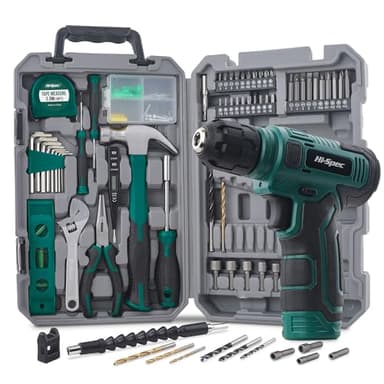Hi-Spec 130 stuks accuboorschroevendraaier, 8 V, USB, led, met gereedschapsset, groen
