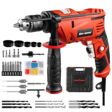 ENVENTOR 900 W klopboormachine met 36 accessoires, 2-in-1 functie, 0 tot 3000 omw/min, extra handgreep 360°, 13 mm boorhouder, voor beton, metaal en hout